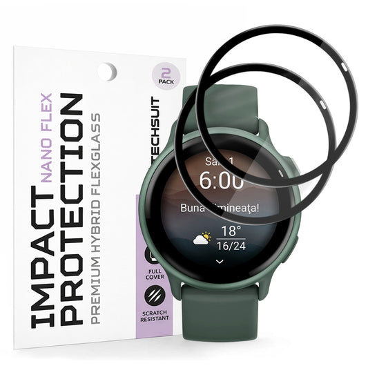 Beschermfolie Techsuit Nano Flex voor Garmin vivoactive 6, Set van 2 stuks, Plastic, Zwart
