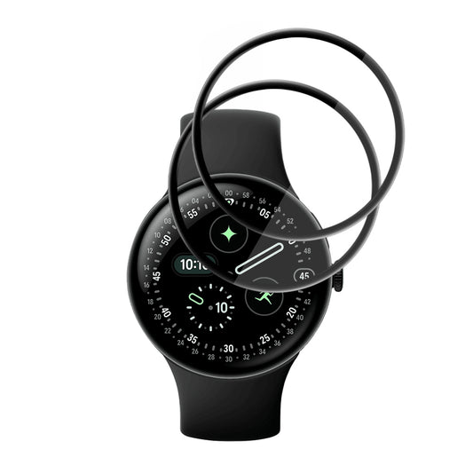 Techsuit Nano Flex Beschermfolie voor Google Pixel Watch 4 45mm, Set van 2 stuks, Plastic, Zwart