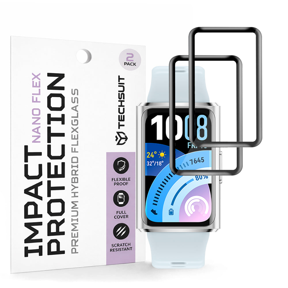 Techsuit Nano Flex Beschermfolie voor Huawei Band 11 Pro, Set van 2 stuks, Plastic, Zwart