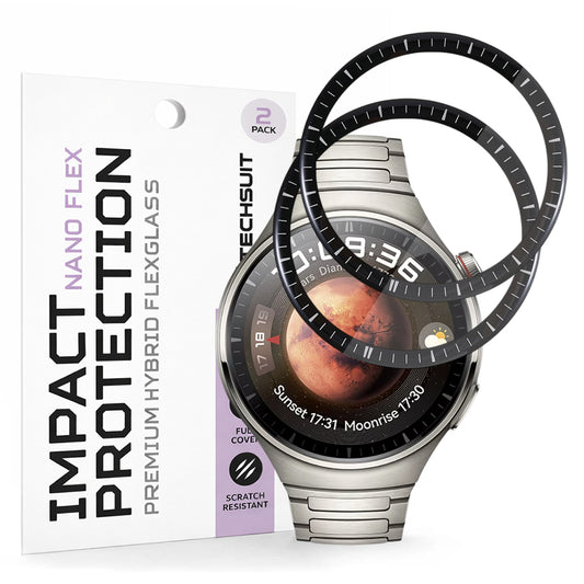Beschermfolie Techsuit Nano Flex voor Huawei Watch 4 Pro, Set van 2 stuks, Plastic, Zwart