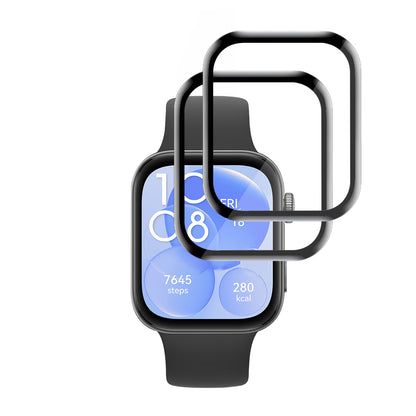 Techsuit Nano Flex Beschermfolie voor Huawei Watch Fit 3, Set van 2 stuks, Plastic, Zwart