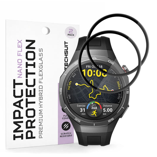 Techsuit Nano Flex Beschermfolie voor Huawei Watch GT 5 Pro 46mm, Set van 2 Stuks, Plastic, Zwart