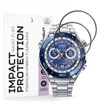 Beschermfolie Techsuit Nano Flex voor Huawei Watch Ultimate 2 / Ultimate, Set van 2 stuks, Plastic, Zwart