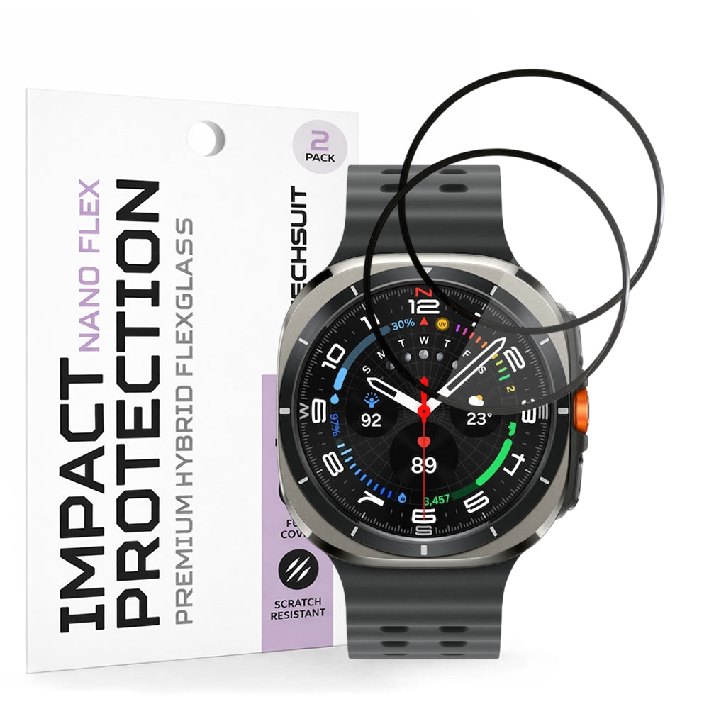 Beschermfolie Techsuit Nano Flex voor Samsung Galaxy Watch Ultra, Set van 2 stuks, Plastic, Zwart