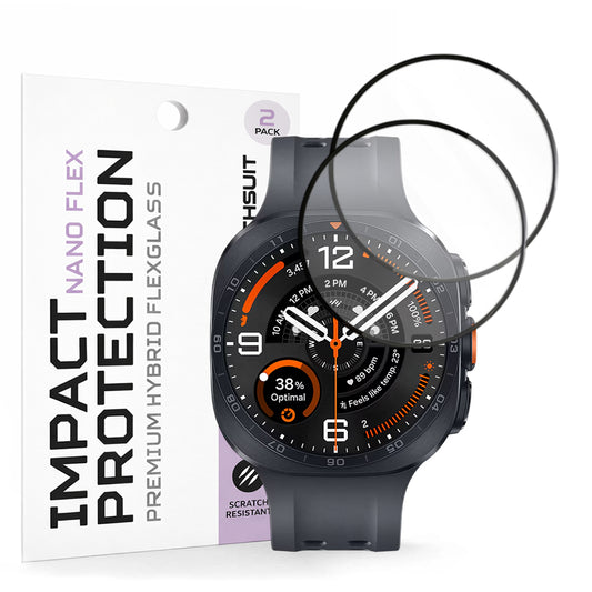 Techsuit Nano Flex Beschermfolie voor Samsung Galaxy Watch Ultra2, Plastic, Set van 2 stuks, Zwart