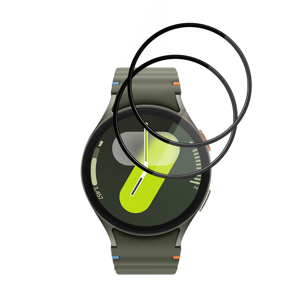 Techsuit Nano Flex Beschermfolie voor Samsung Galaxy Watch7 44mm, Set van 2 stuks, Plastic, Zwart