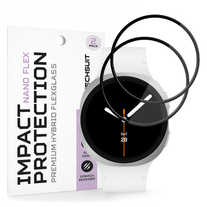 Beschermfolie Techsuit Nano Flex voor Samsung Galaxy Watch8 44mm, Set van 2 stuks, Plastic, Zwart