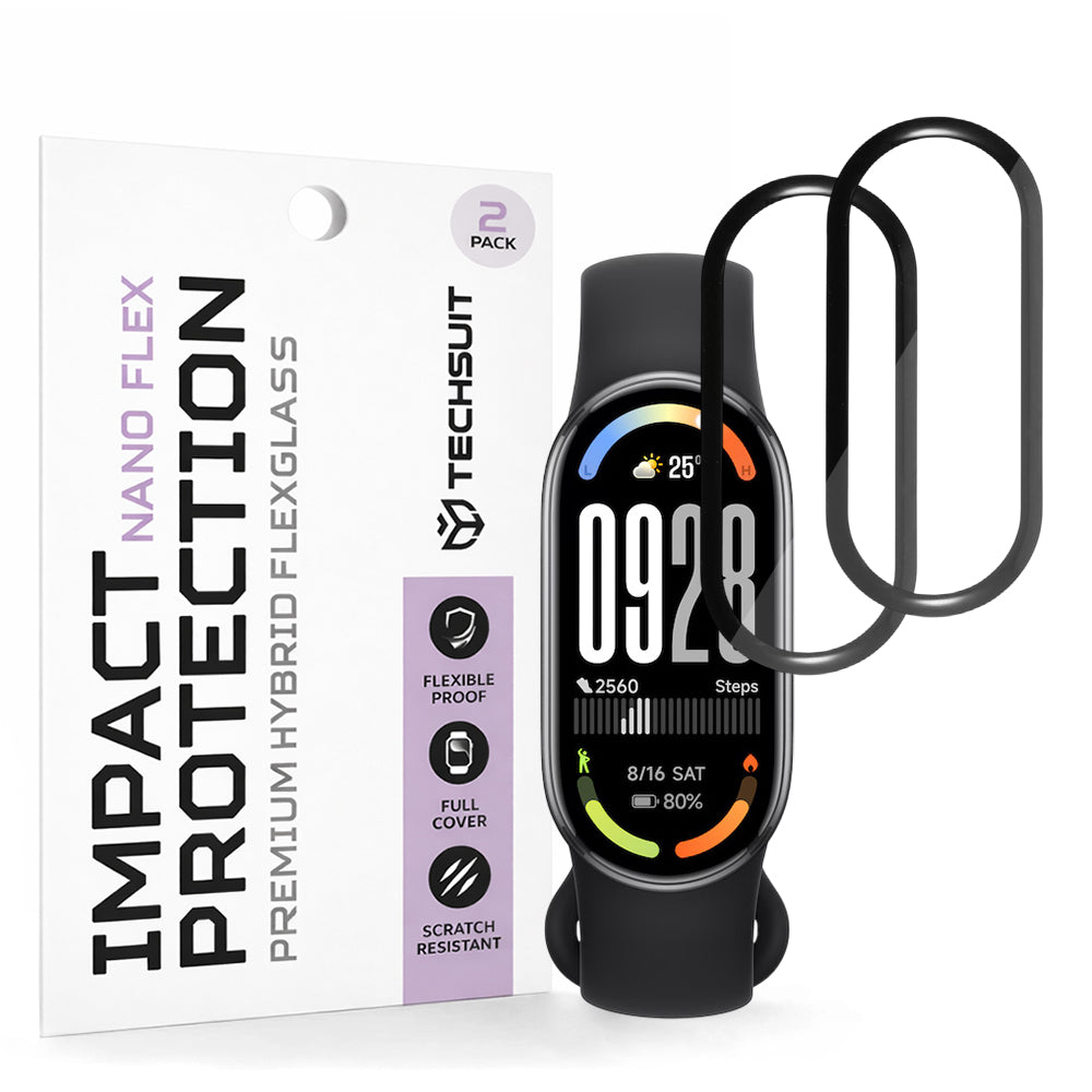 Beschermfolie Techsuit Nano Flex voor Xiaomi Smart Band 10, Set van 2 stuks, Plastic, Zwart