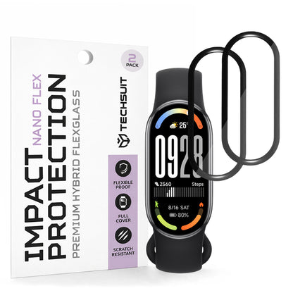 Beschermfolie Techsuit Nano Flex voor Xiaomi Smart Band 10, Set van 2 stuks, Plastic, Zwart