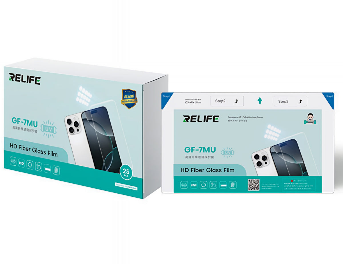 Flexibele Glasvezelfolie Relife GF-7MU voor UV Vacuümlamineermachine Sunshine C3 Mix Ultra, 120mm x 210mm, Set van 25 stuks