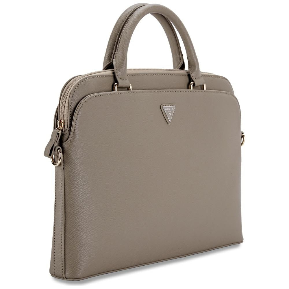 Guess Grained Triangle Logo Tas voor Laptop 15inch, Beige