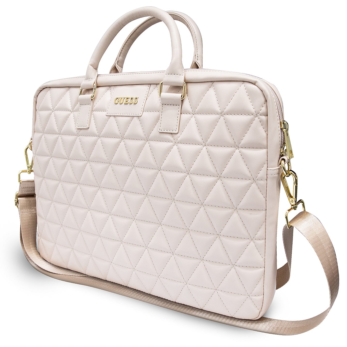 Guess Quilted tas voor 15 inch laptop, Roze