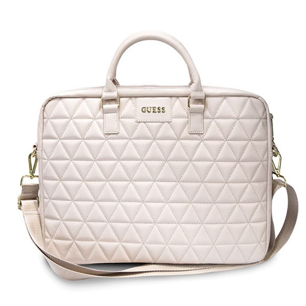 Guess Quilted tas voor 15 inch laptop, Roze