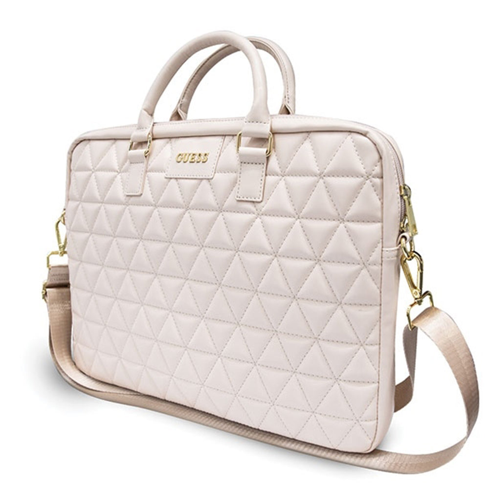 Guess Quilted tas voor 15 inch laptop, Roze