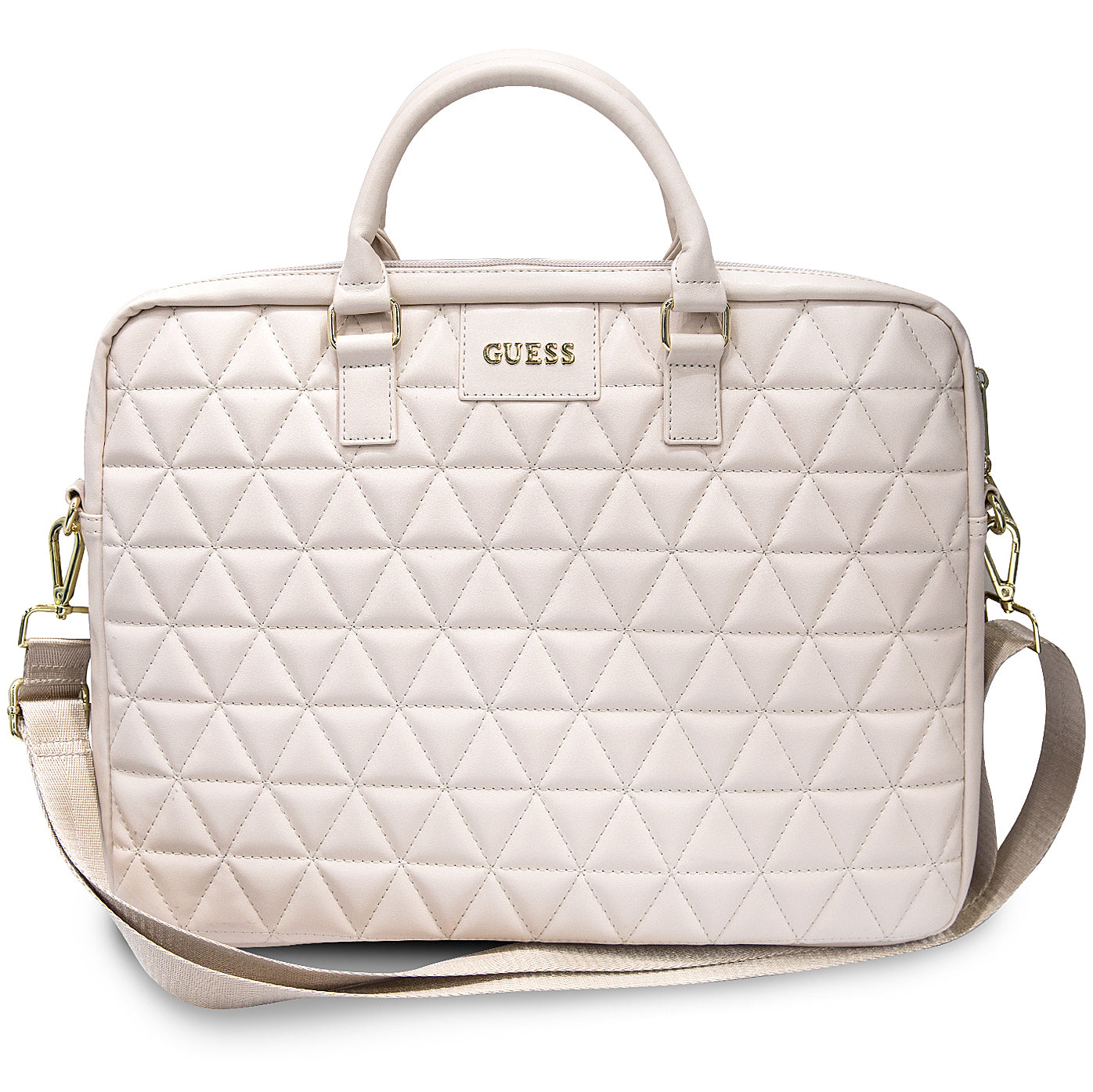 Guess Quilted tas voor 15 inch laptop, Roze