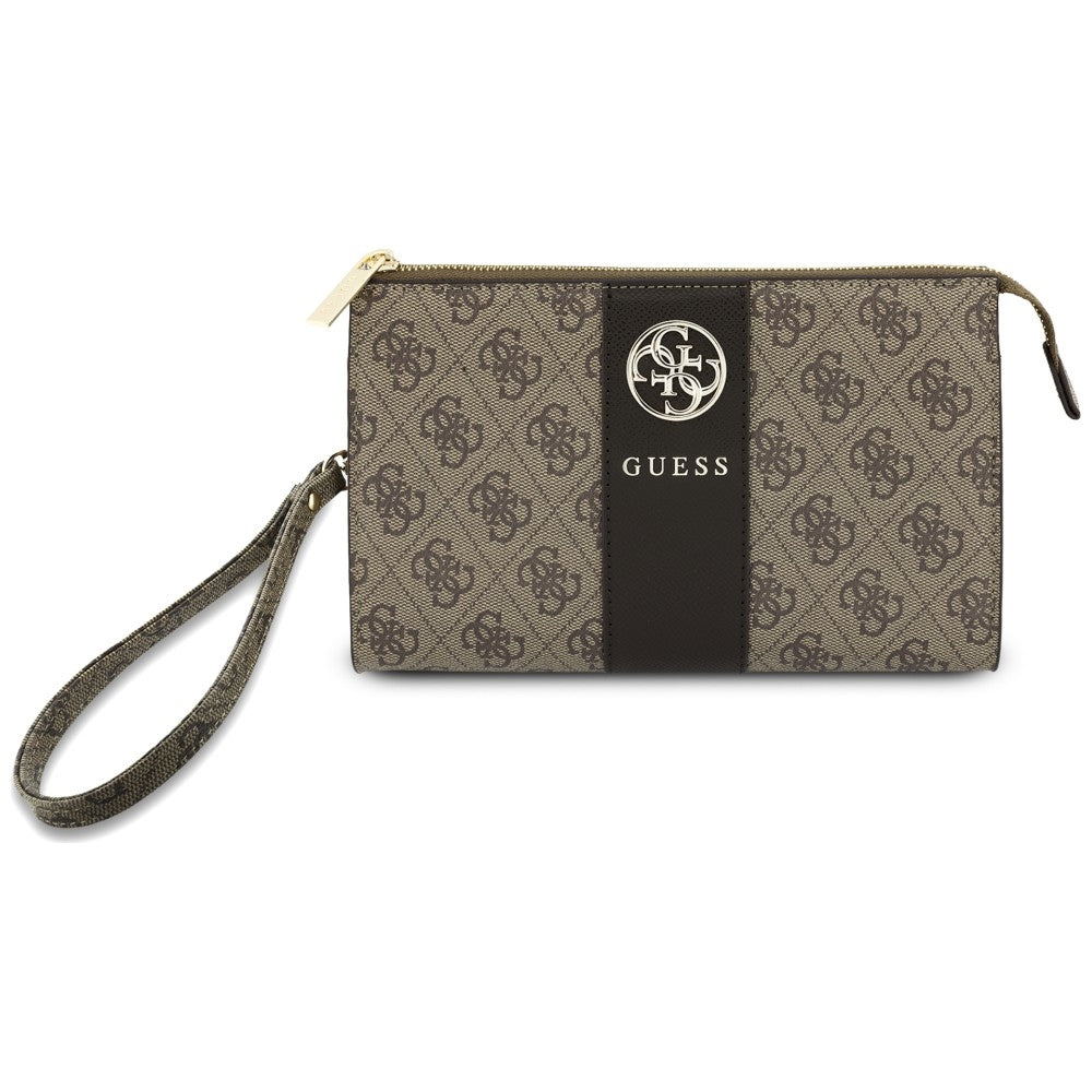 Universele telefoontasje, Guess, 4G Round Classic Logo Stripe, bruin