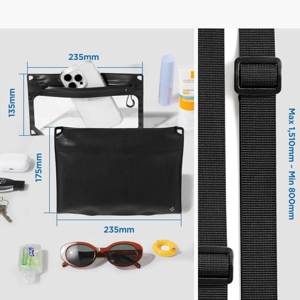 Universele Waterdichte Tas en Hoes Spigen Crossbag, Zwart AMP09746