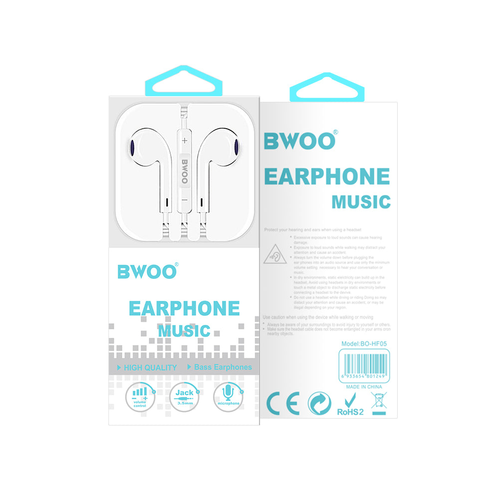 Handsfree 3,5mm BWOO HF05, Wit