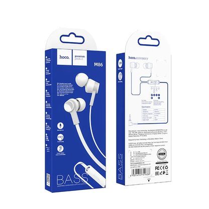 Handsfree 3.5mm HOCO M86, Wit