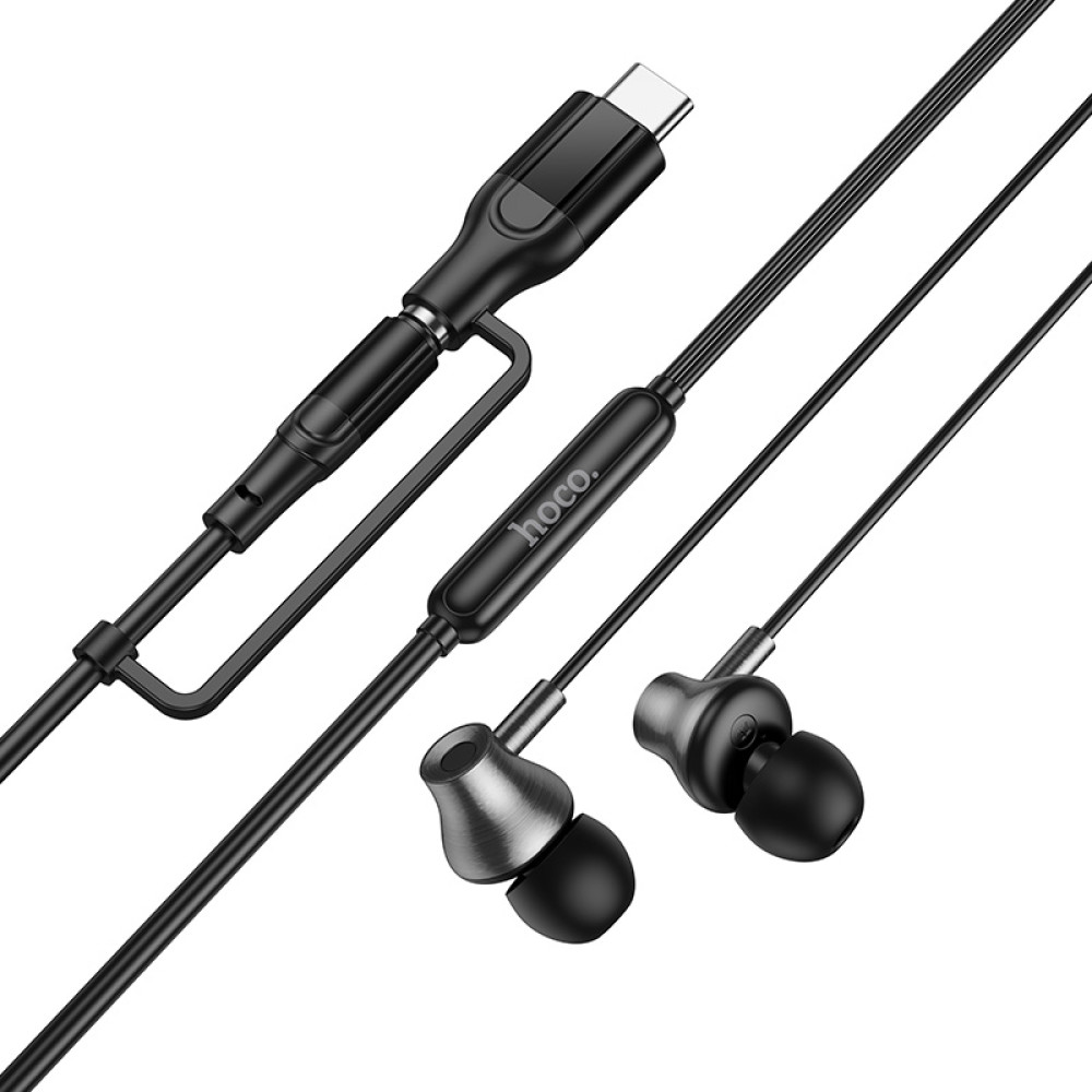 Handsfree 3.5mm / USB-C HOCO M119A, Zwart