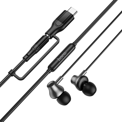 Handsfree 3.5mm / USB-C HOCO M119A, Zwart