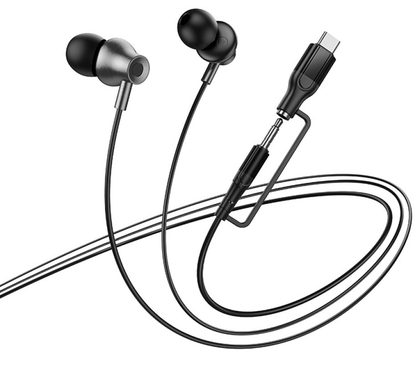 Handsfree 3.5mm / USB-C HOCO M119A, Zwart