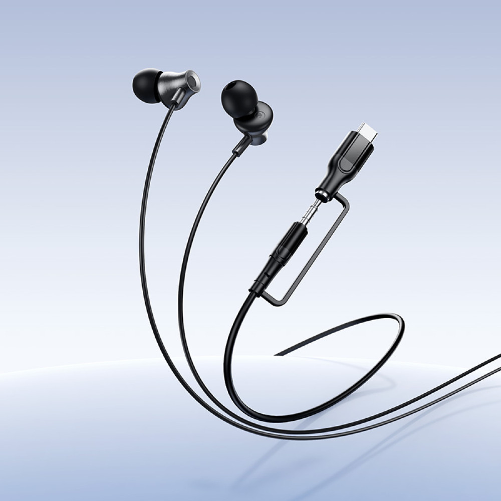 Handsfree 3.5mm / USB-C HOCO M119A, Zwart
