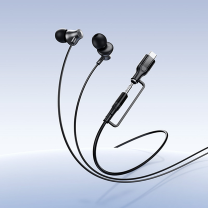 Handsfree 3.5mm / USB-C HOCO M119A, Zwart