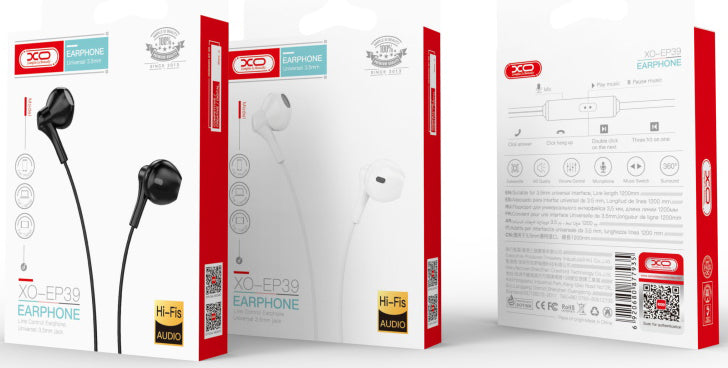 Handsfree 3.5mm XO Design EP39, Wit