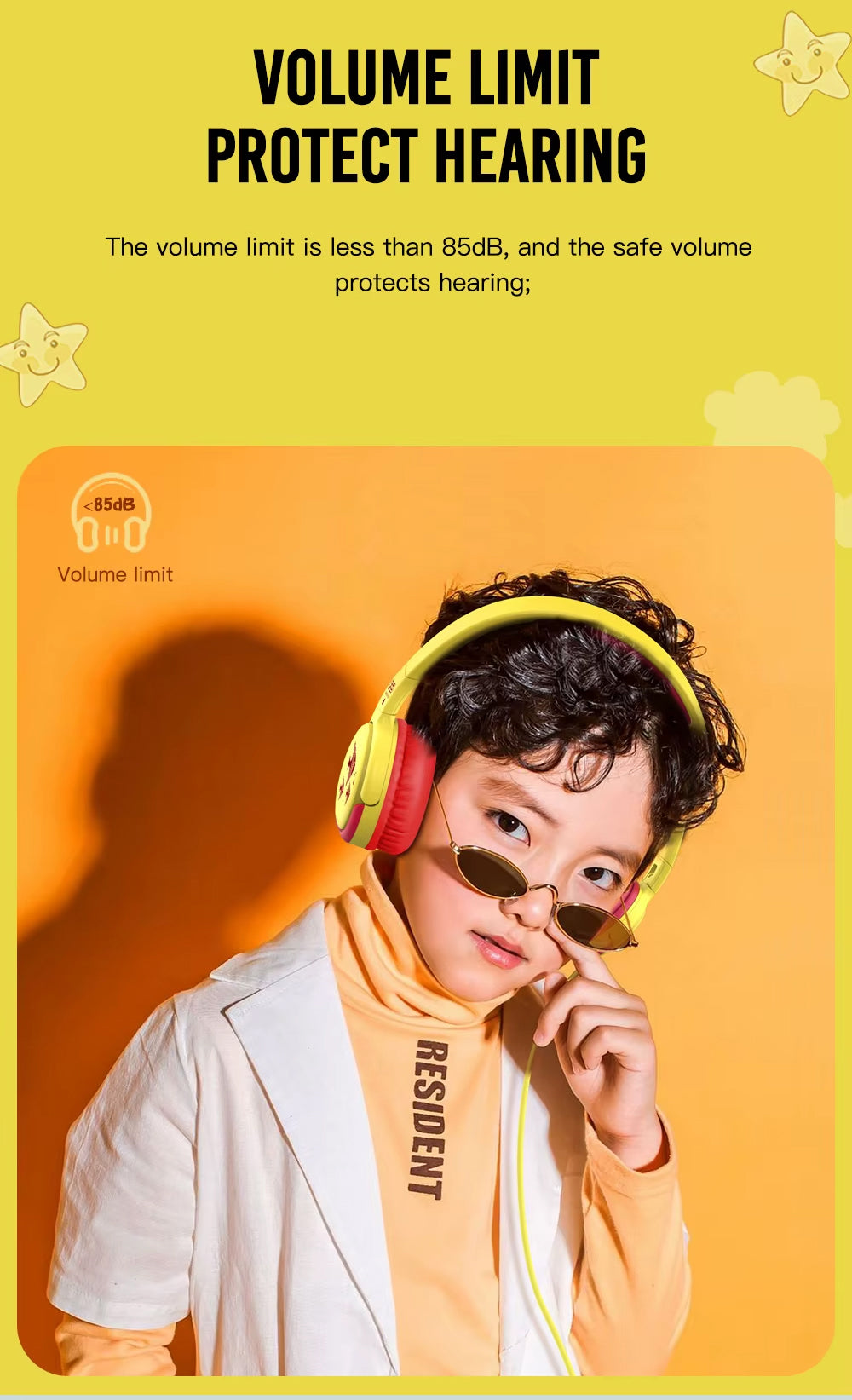 Hoofdtelefoon 3.5mm XO Design EP47 Study Kids, Geel