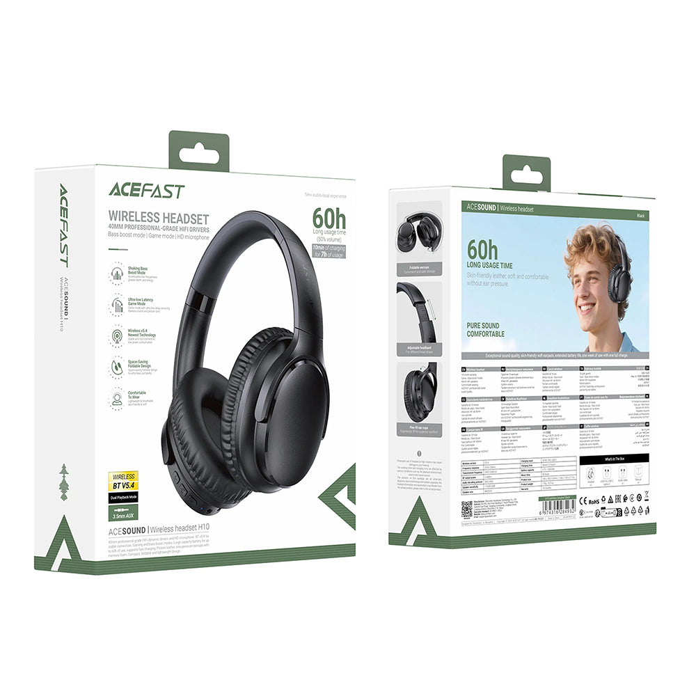 Handsfree Bluetooth Acefast H10, A2DP, Zwart