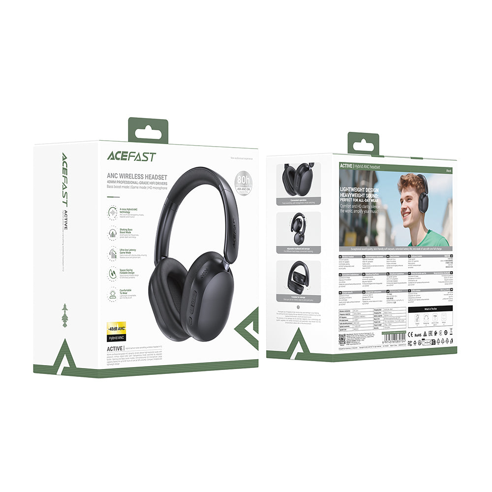 Handsfree Bluetooth Acefast H12, A2DP, ANC, Wit