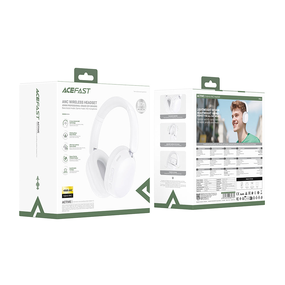 Handsfree Bluetooth Acefast H12, A2DP, ANC, Zwart