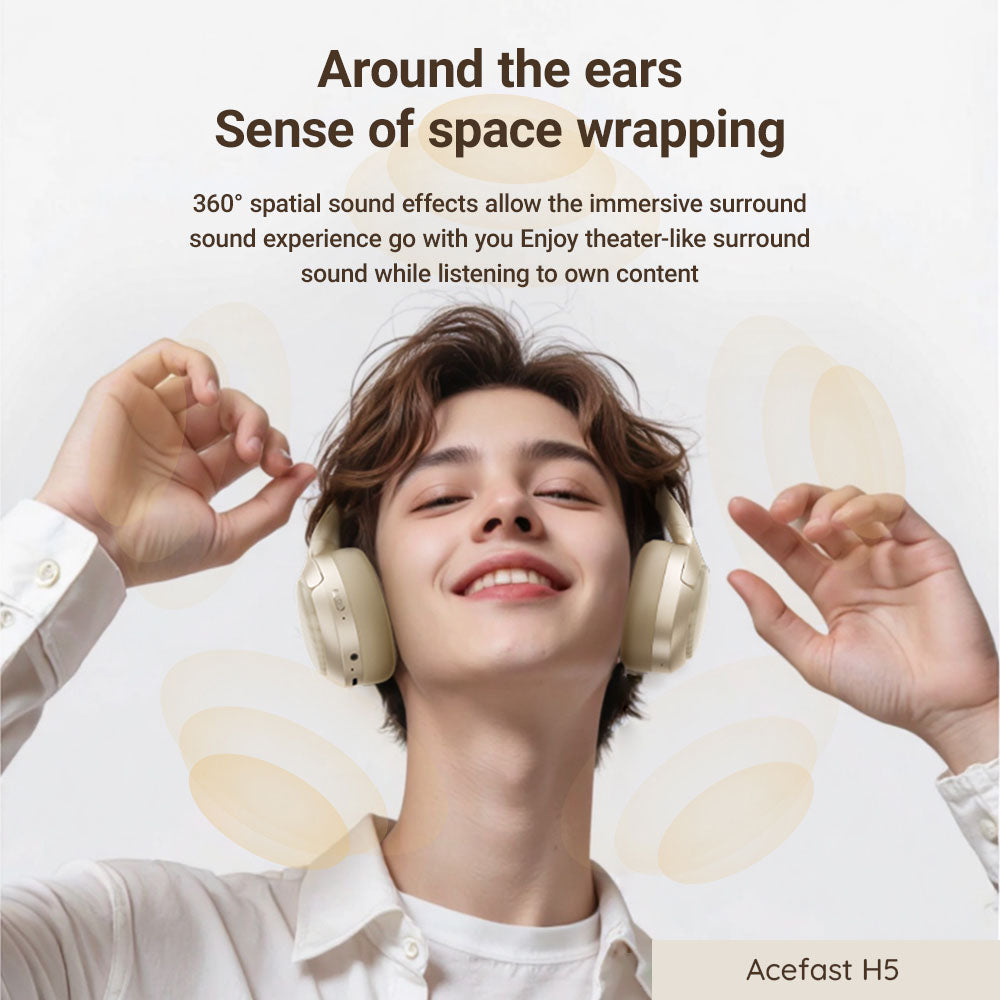 Handsfree Bluetooth Acefast H5, A2DP, ANC, Zwart