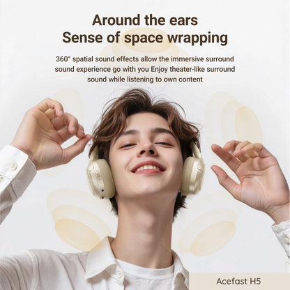 Handsfree Bluetooth Acefast H5, A2DP, ANC, Zwart