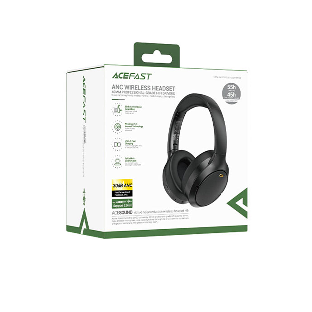 Handsfree Bluetooth Acefast H6, A2DP, ANC, Zwart