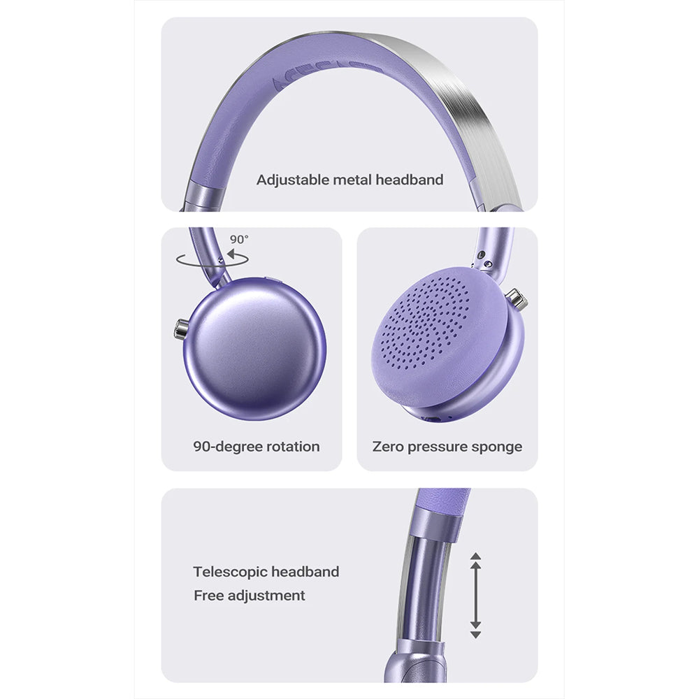 Handsfree Bluetooth Acefast H8, A2DP, ANC, Paars