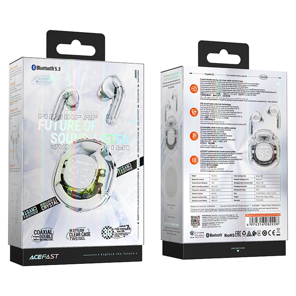 Handsfree Bluetooth Acefast T8, TWS, Wit