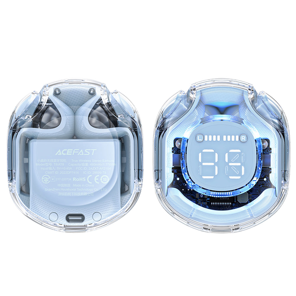 Handsfree Bluetooth Acefast T8, TWS, Blauw