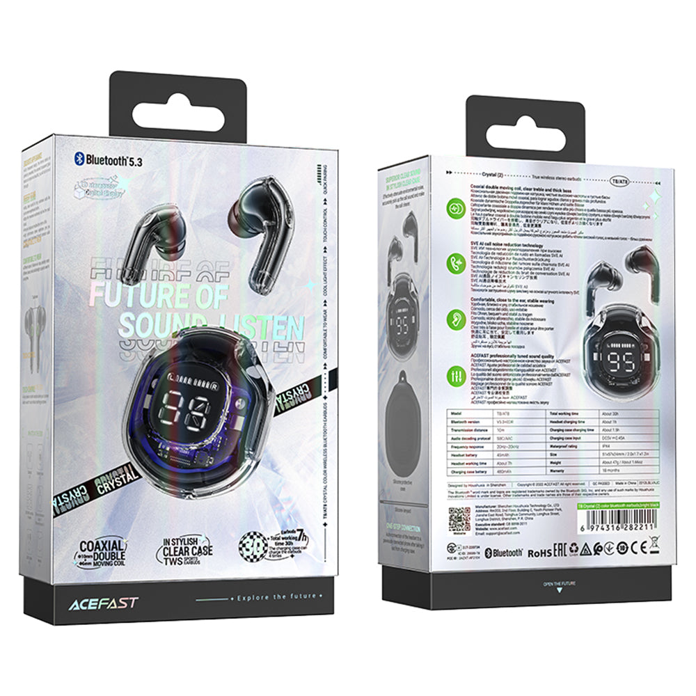 Handsfree Bluetooth Acefast T8, TWS, Zwart