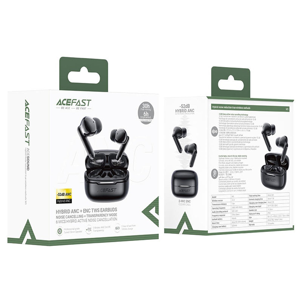 Acefast W5 Bluetooth Handsfree, TWS, ANC, Black