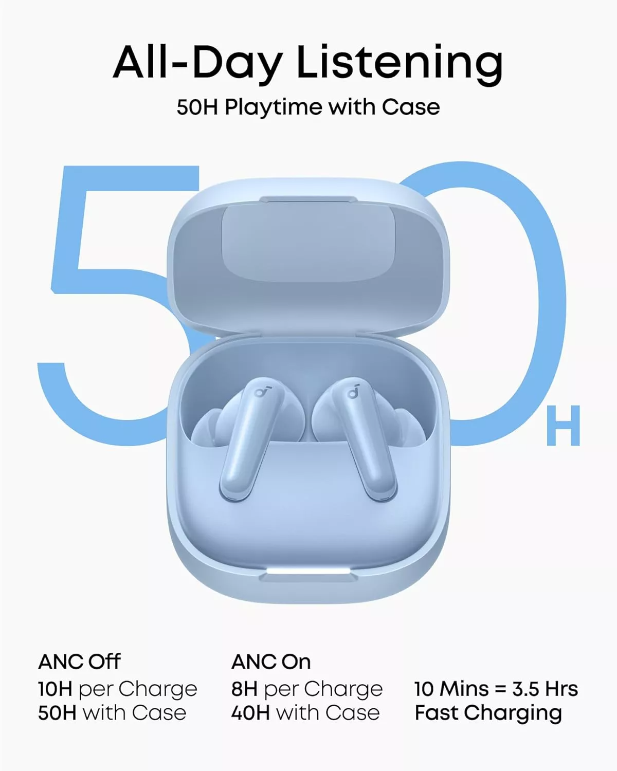 Handsfree Bluetooth Anker Soundcore R60i, TWS, ANC, Blauw D1202G31