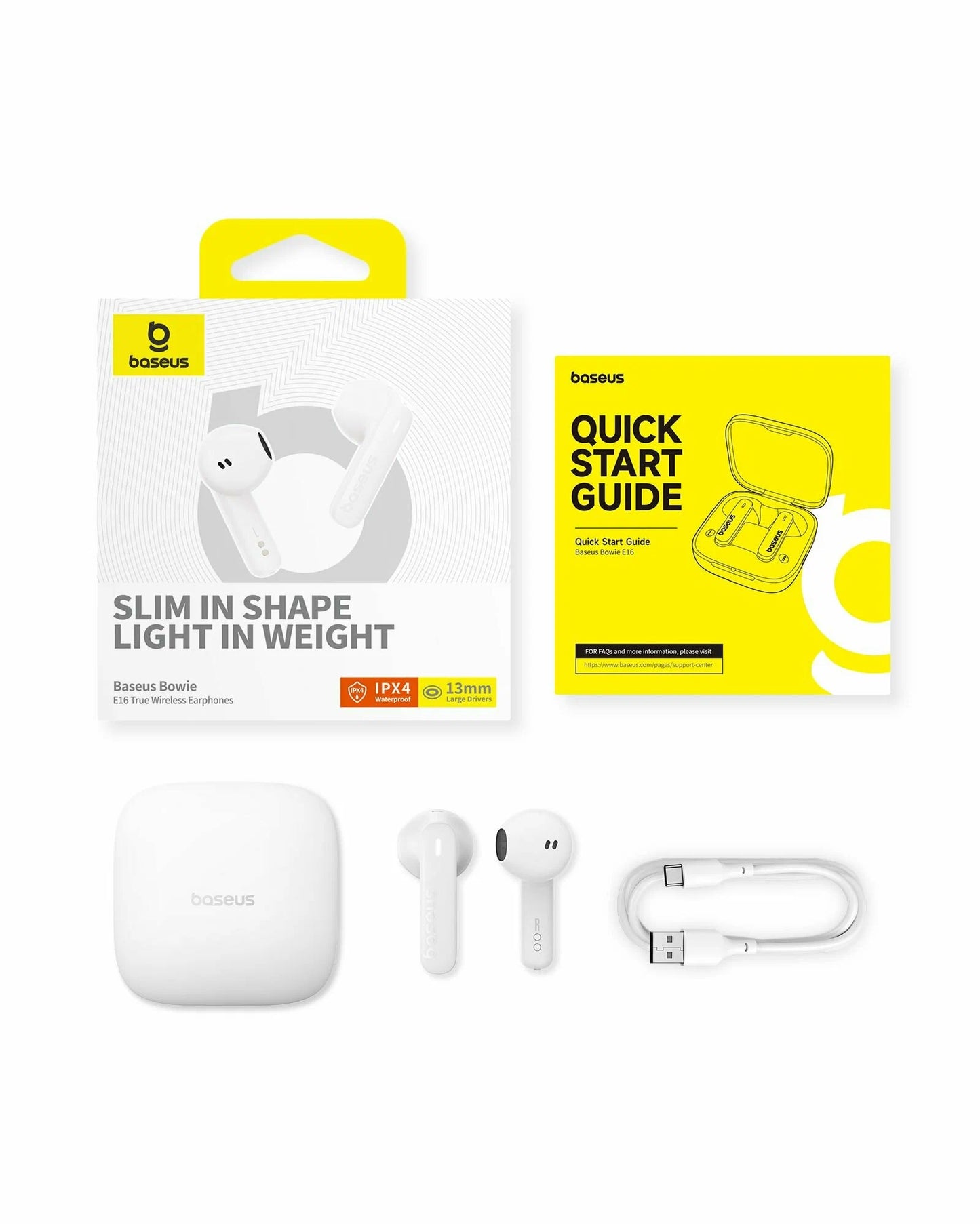 Handsfree Bluetooth Baseus Bowie E16, TWS, Wit A00061900223-00 