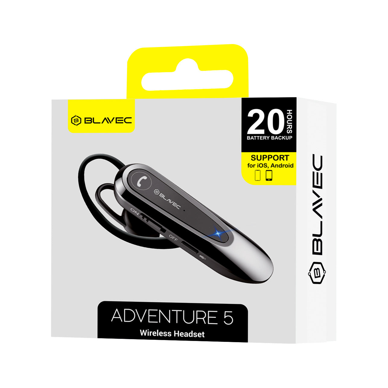 Handsfree Bluetooth Blavec Adventure 5, MultiPoint, A2DP, Zwart BHAD5-B
