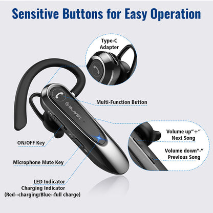 Handsfree Bluetooth Blavec Adventure 5, MultiPoint, A2DP, Zwart BHAD5-B