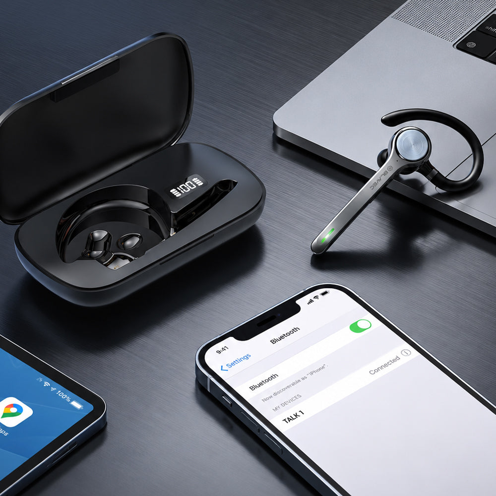 Bluetooth-handsfree Blavec Talk 1, MultiPoint, A2DP, zwart
