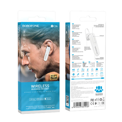 Handsfree Bluetooth Headset BC36 Lucky, A2DP, Wit 