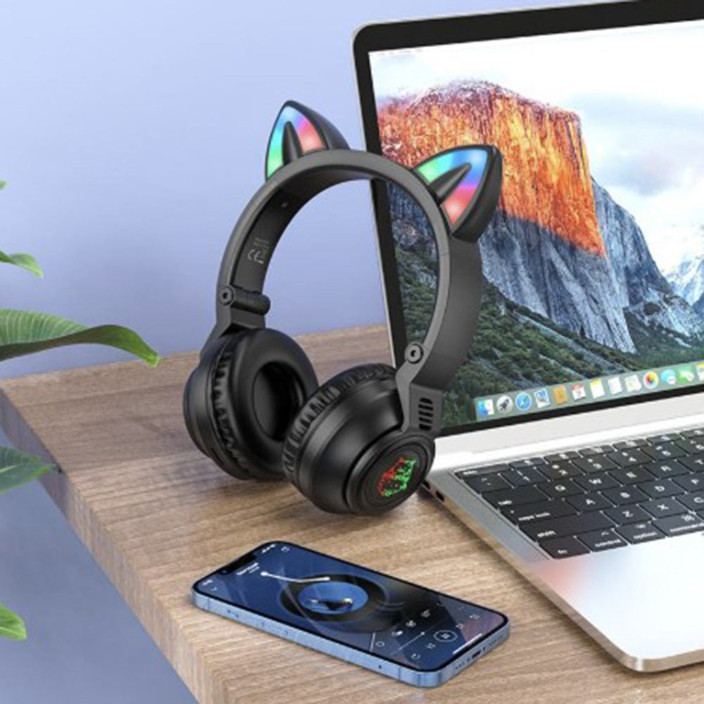Handsfree Bluetooth Borofone BO18 Cat Ear, A2DP, Zwart