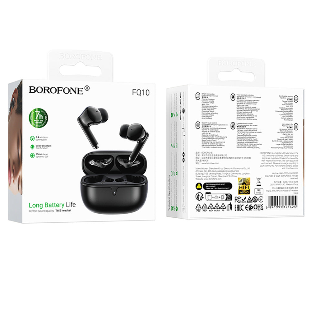Handsfree Bluetooth Borofone FQ10 Joyful, TWS, Zwart
