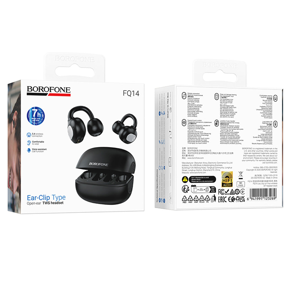 Handsfree Bluetooth Borofone FQ14 Joy, TWS, Zwart